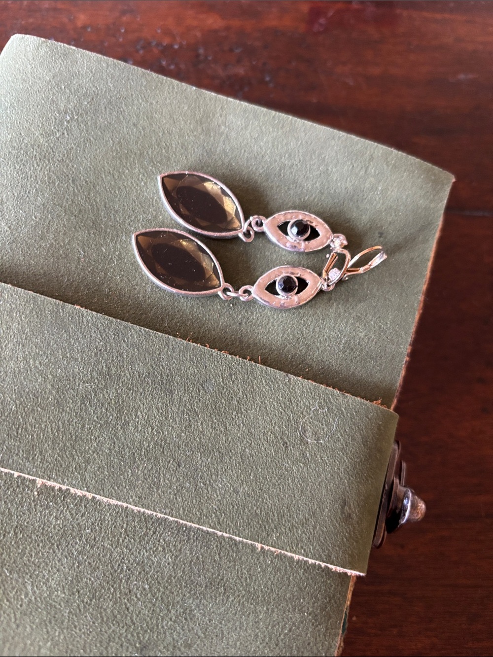 Silver-Tone Black Marquise Drop Earrings